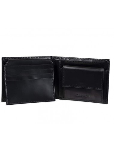 Calvin Klein Men's RFID Blocking Leather Bifold Coin Wallet- Black